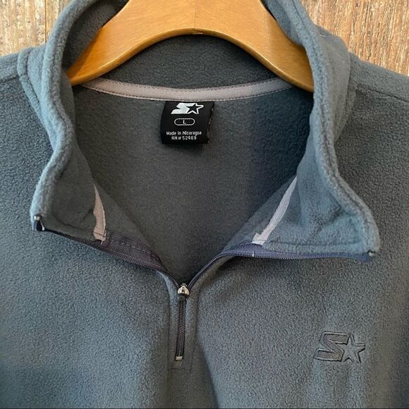Starter L Men’s NWT Gray Fleece Long Sleeve 1/4 Zip Pullover Outdoor Jacket - Picture 6 of 7